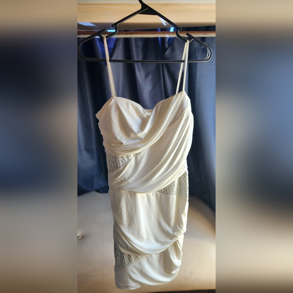 City Triangles Cream Dress with Silver Details